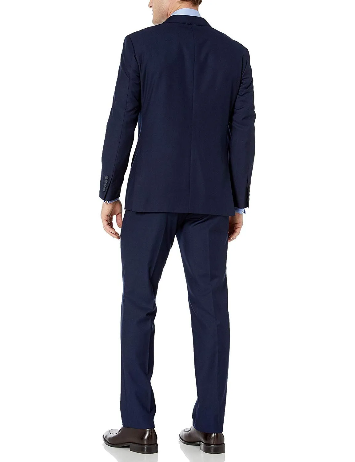 Adam Baker Men's Modern Fit Double Breasted Two-Piece Formal 100% Wool Suit