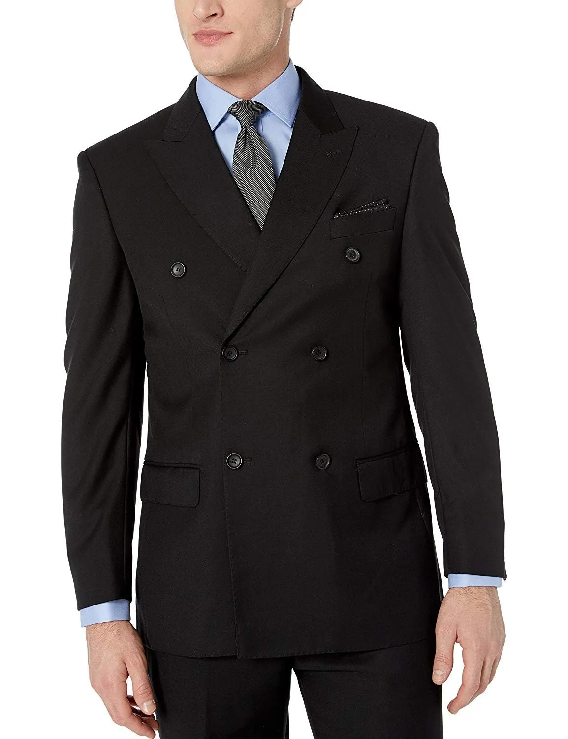 Adam Baker Men's Modern Fit Double Breasted Two-Piece Formal 100% Wool Suit