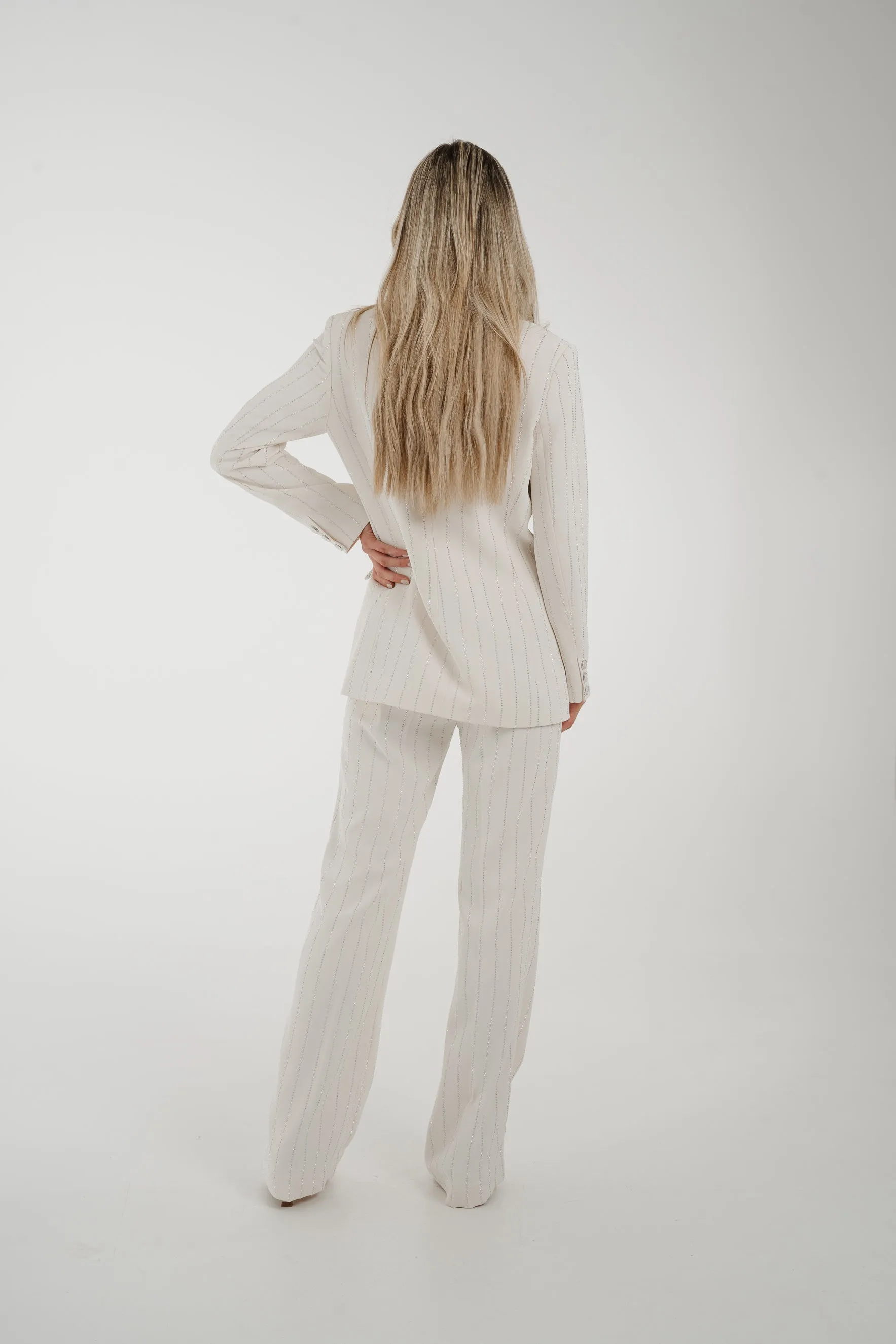 Alana Sparkle Pinstripe Suit In Cream