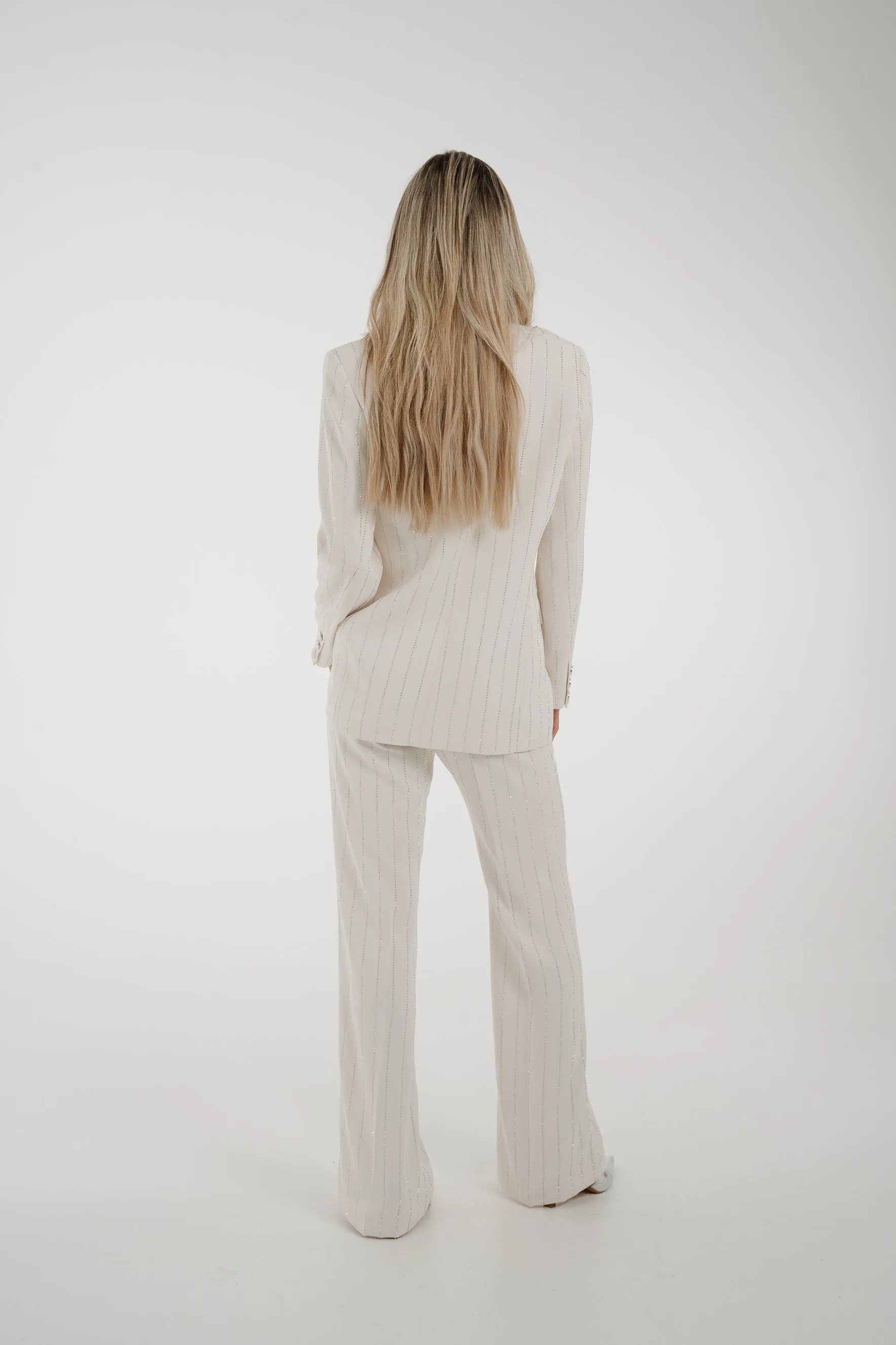 Alana Sparkle Pinstripe Suit In Cream