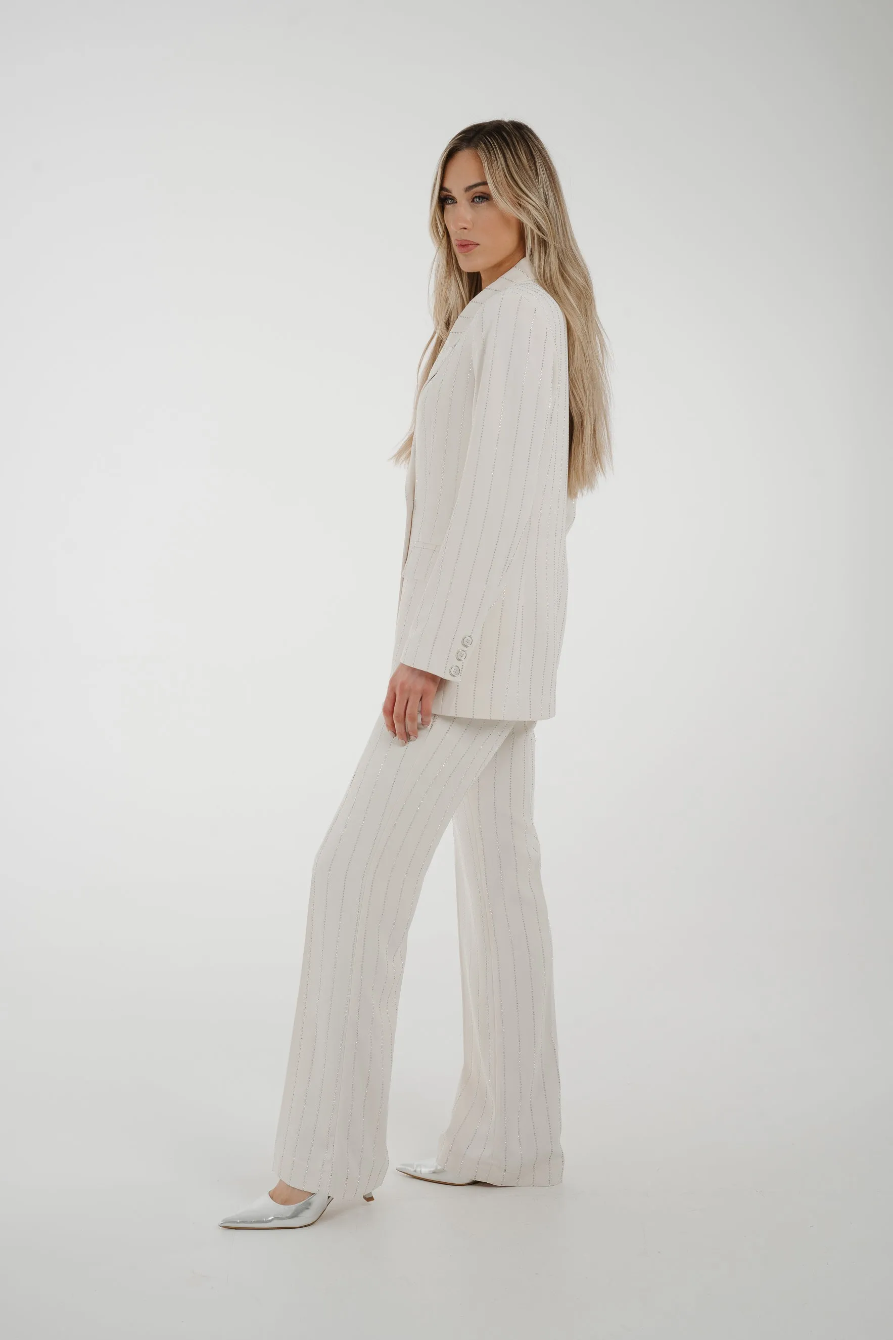 Alana Sparkle Pinstripe Suit In Cream