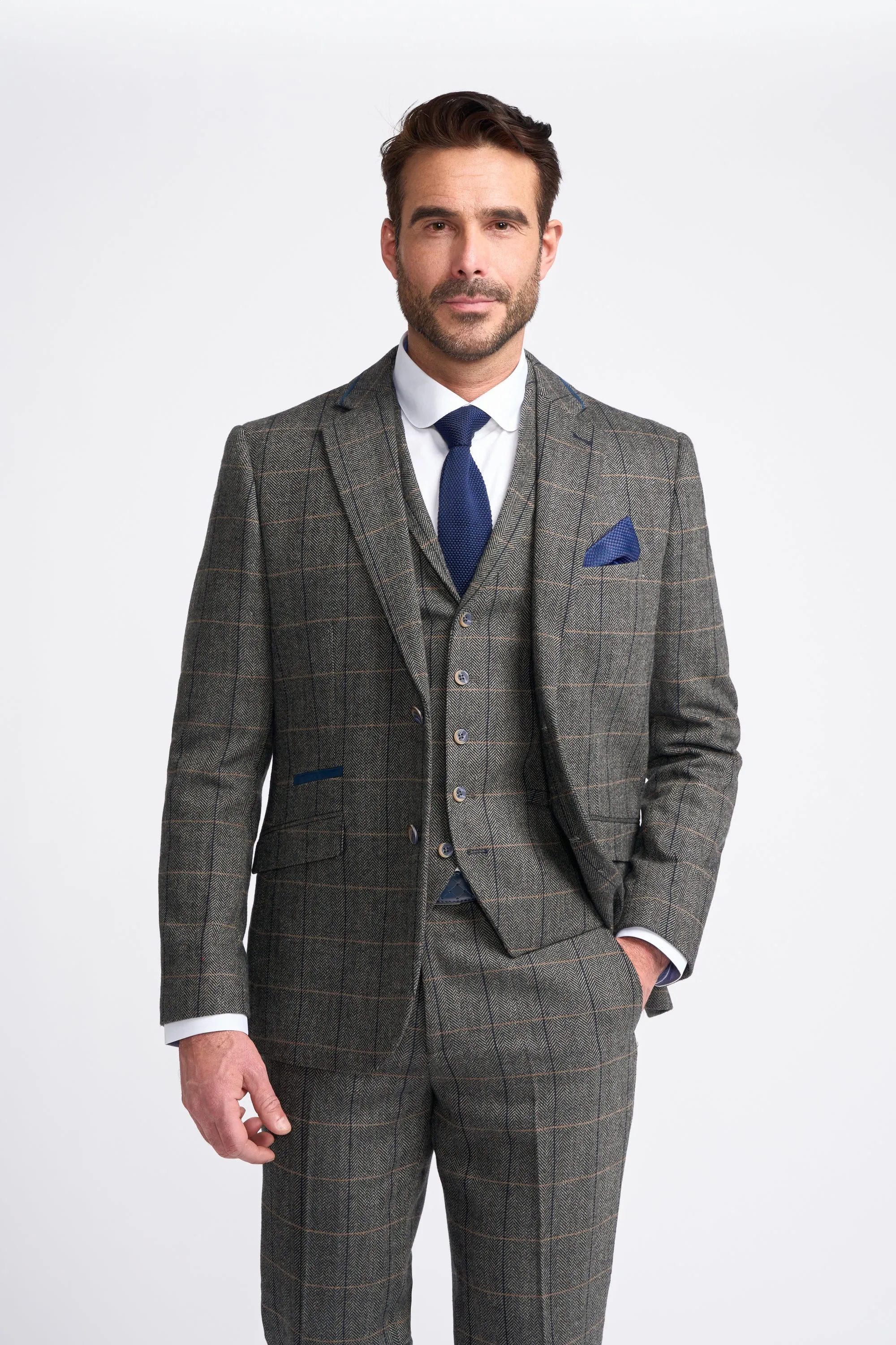 Albert Grey Long Tweed Three Piece Suit