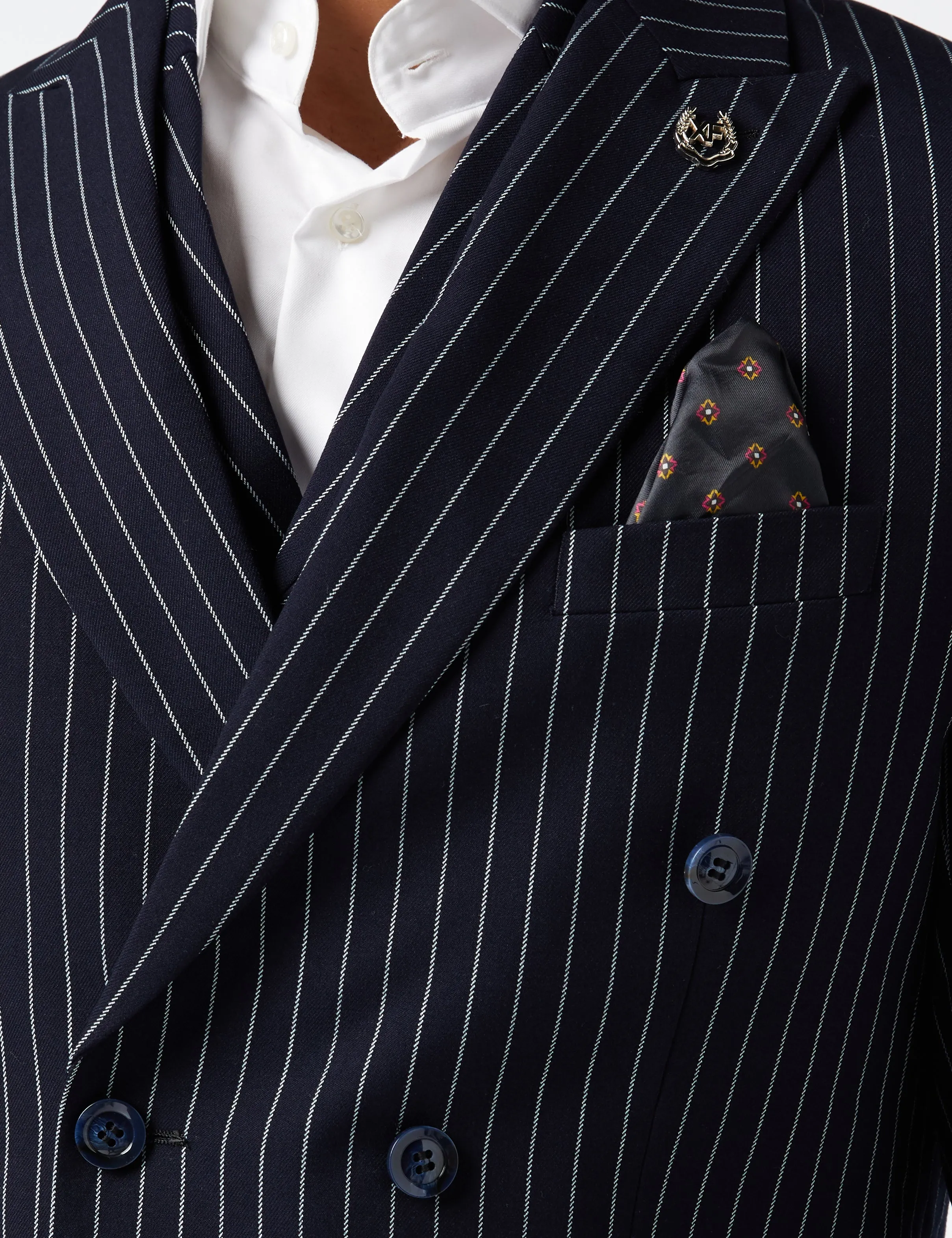 ALFRED - Navy Chalk Stripe Double Breasted Suit