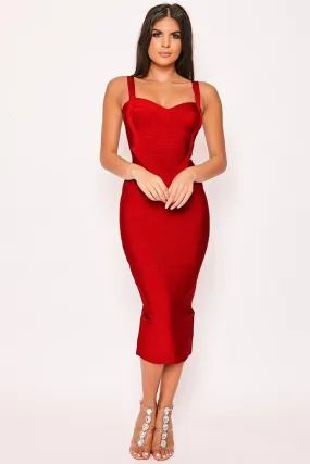 Amber - Wine Bandage Midi Dress