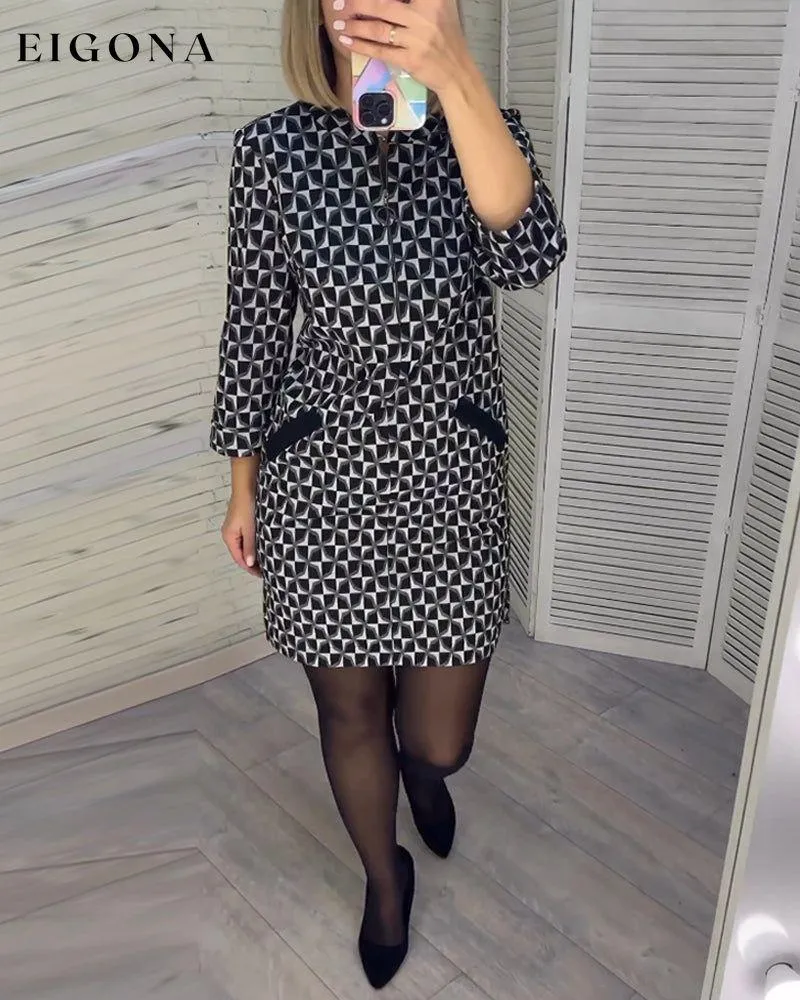 Argyle print long-sleeved dress