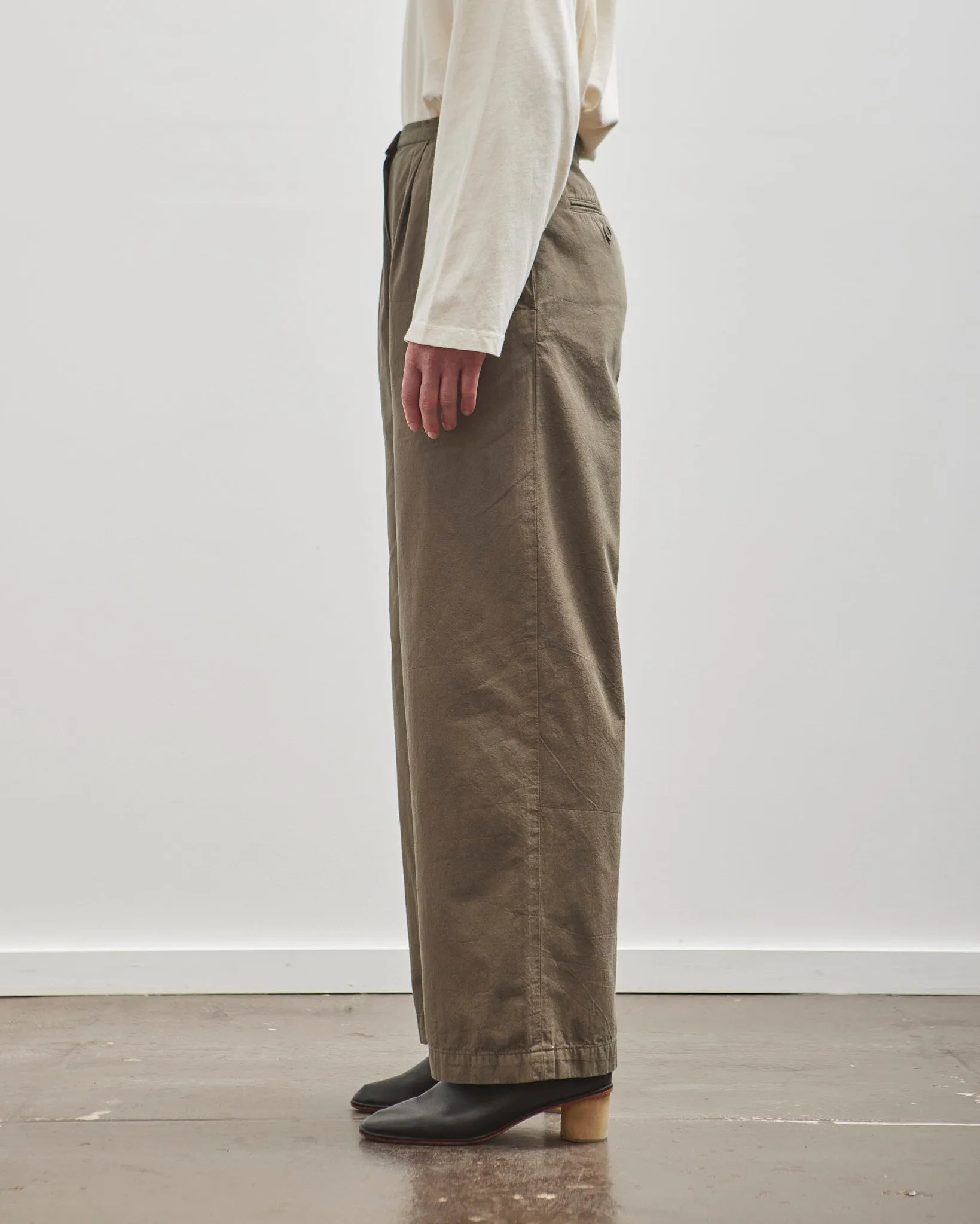 Black Crane Straight Trousers, Dark Olive