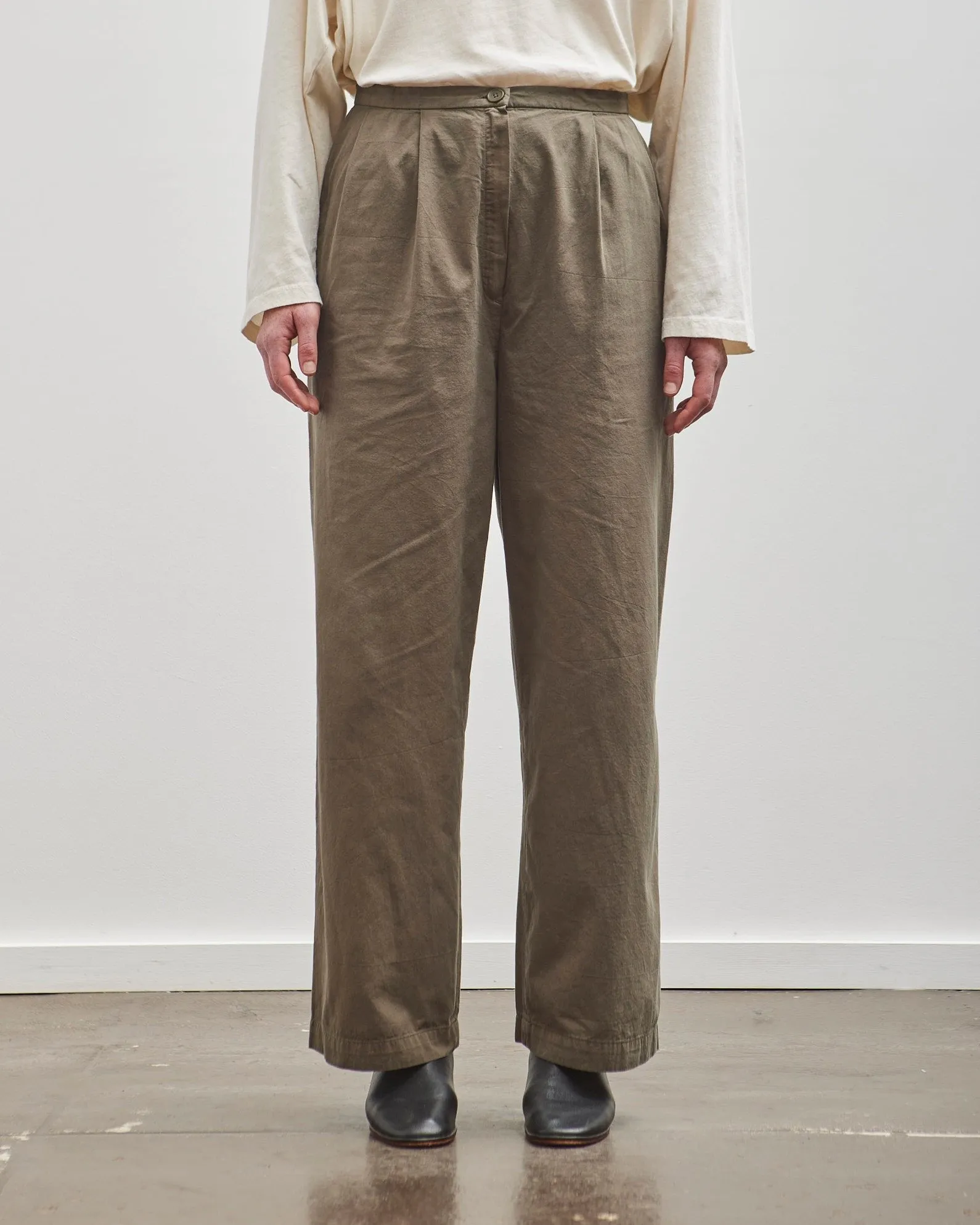 Black Crane Straight Trousers, Dark Olive