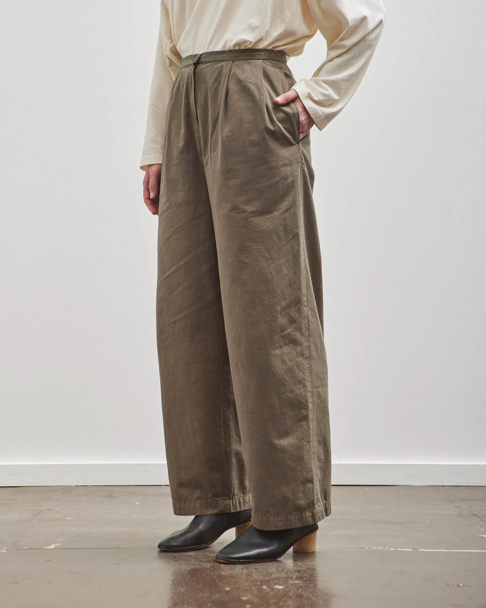 Black Crane Straight Trousers, Dark Olive