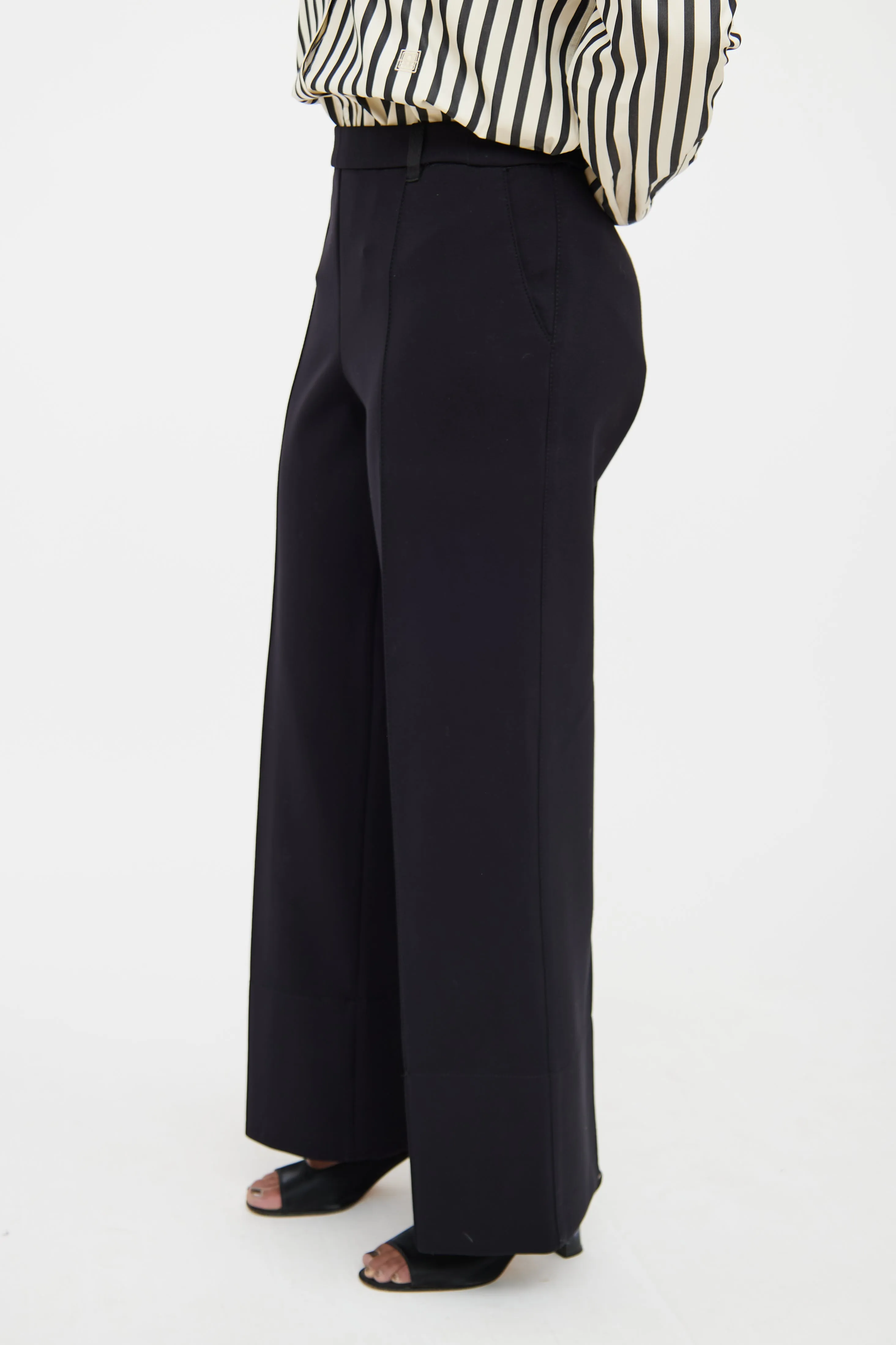 Black Creased Wide-Leg Trouser