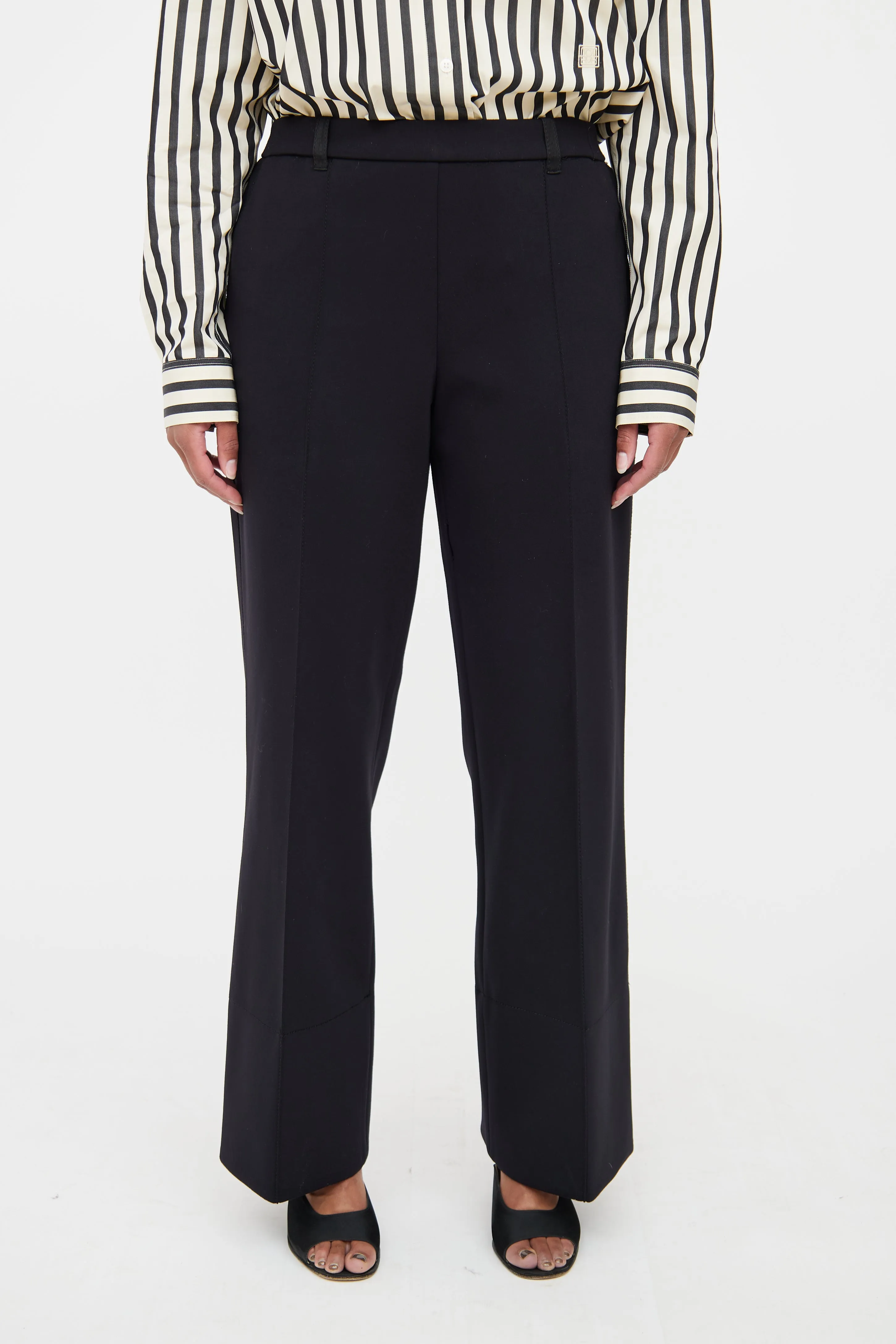 Black Creased Wide-Leg Trouser