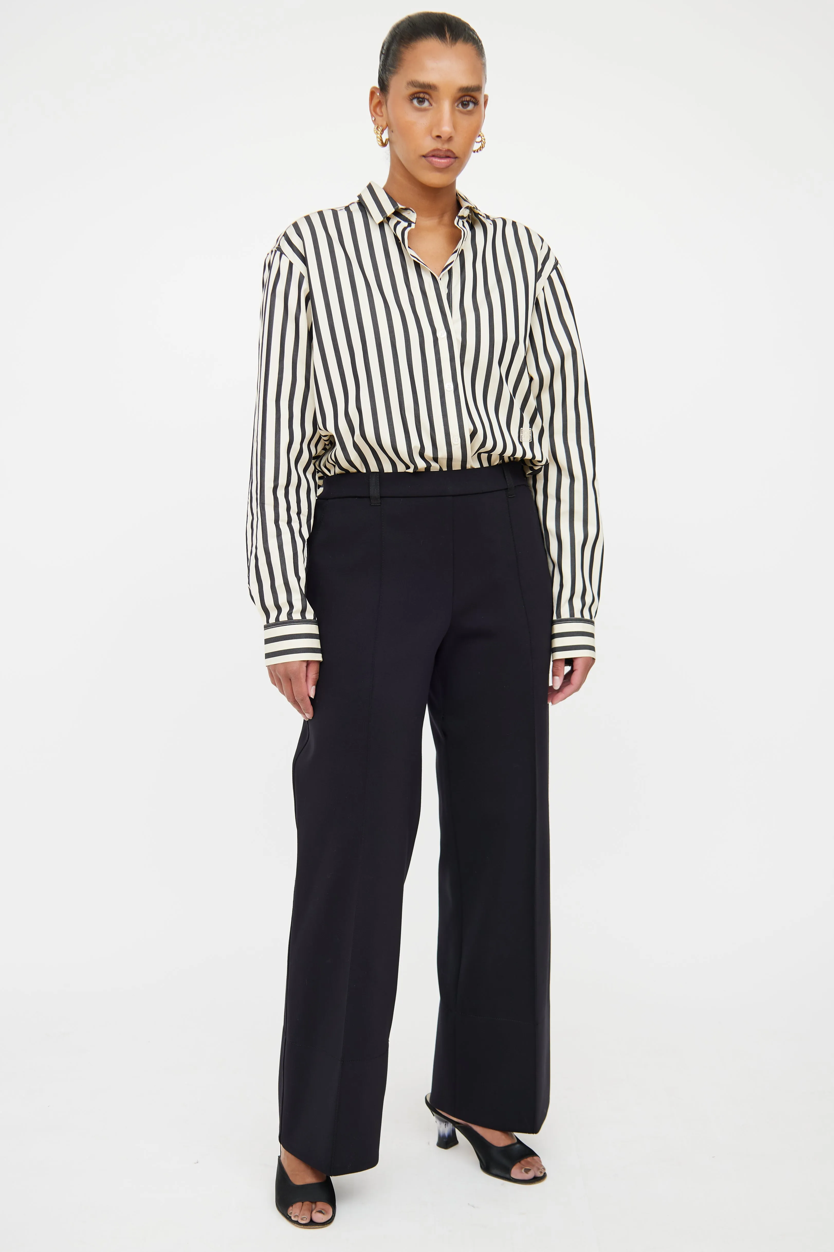 Black Creased Wide-Leg Trouser