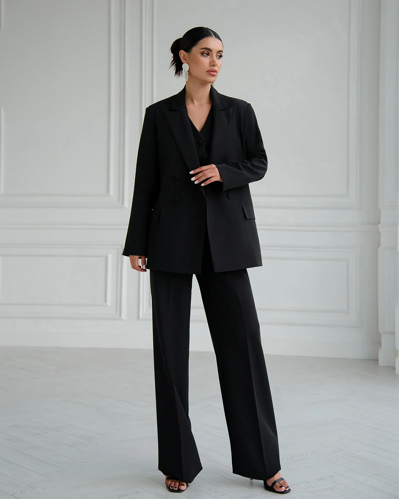 Black Double-Breasted 3-Piece Suit