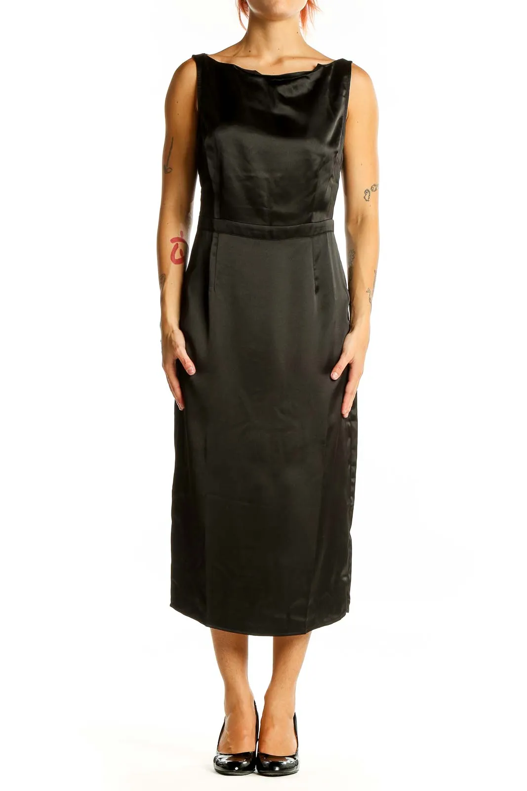 Black Elegant Midi Cocktail Dress