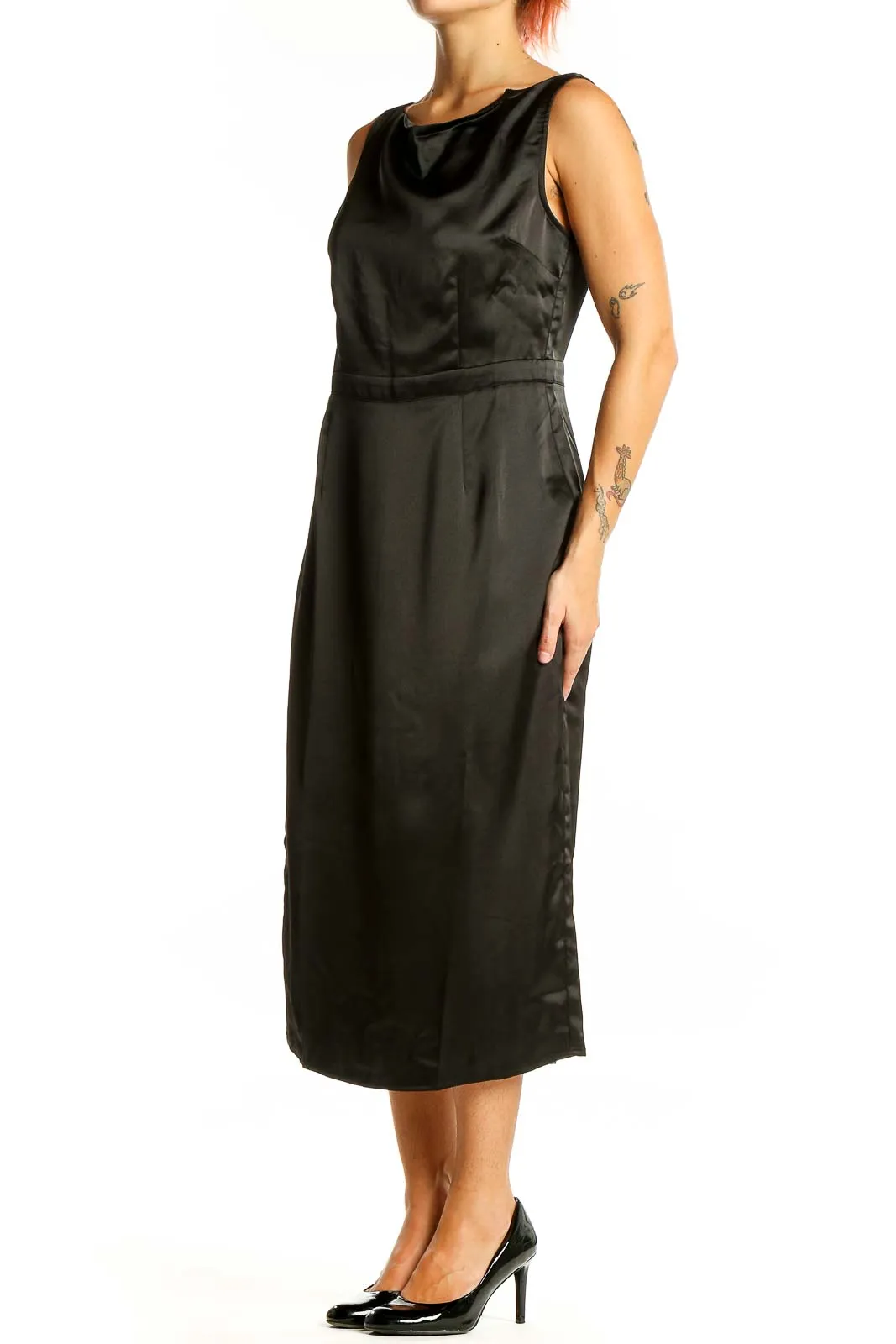 Black Elegant Midi Cocktail Dress