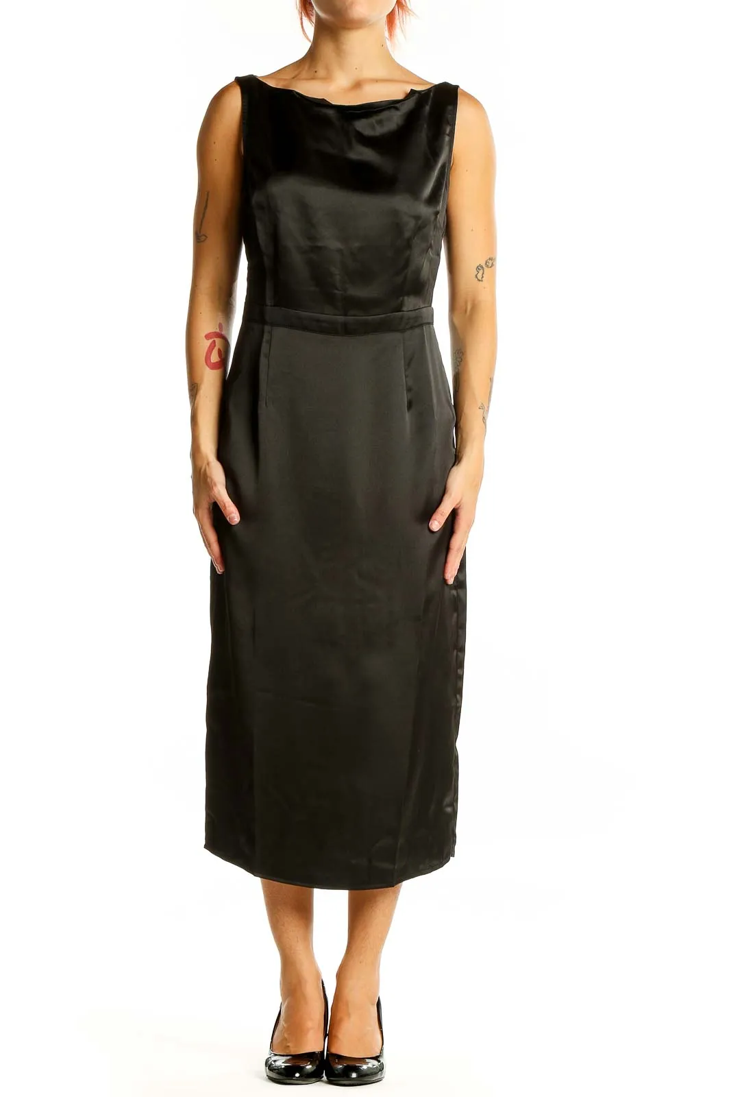 Black Elegant Midi Cocktail Dress