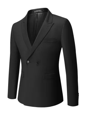 Black Lapel Neck Double Breasted Button Blazer