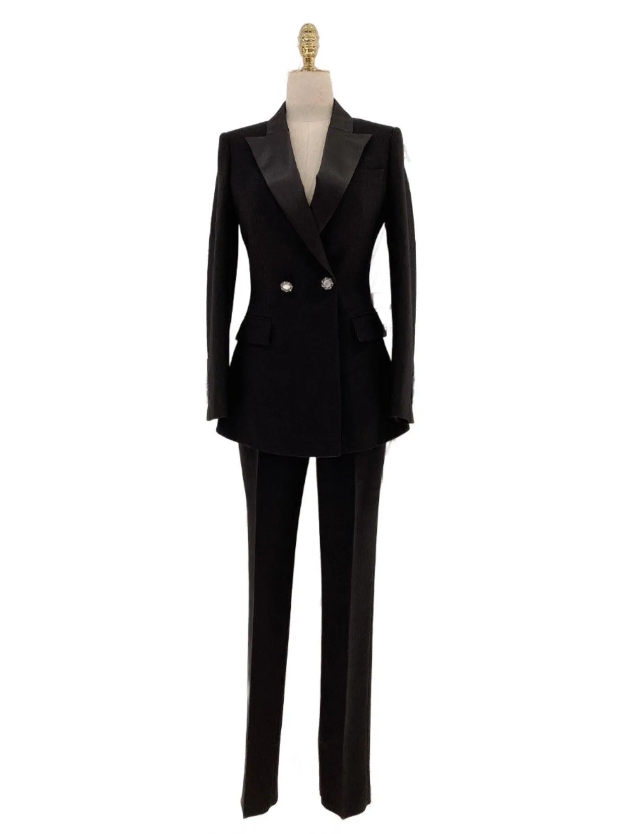 Black Women Pant Suit - Slim Fit Tuxedo