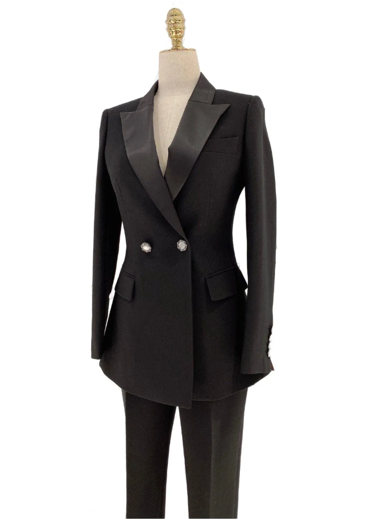 Black Women Pant Suit - Slim Fit Tuxedo