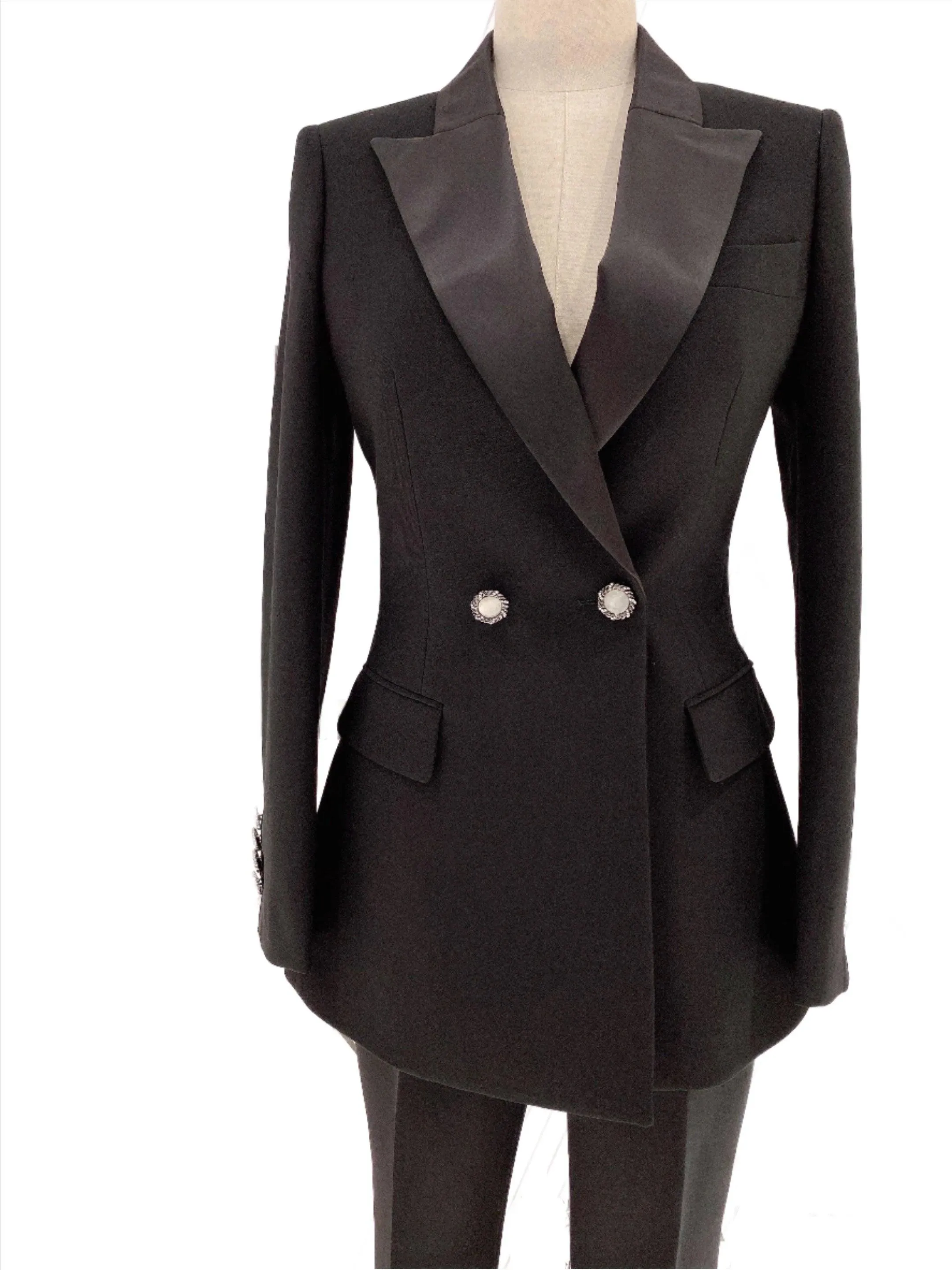 Black Women Pant Suit - Slim Fit Tuxedo