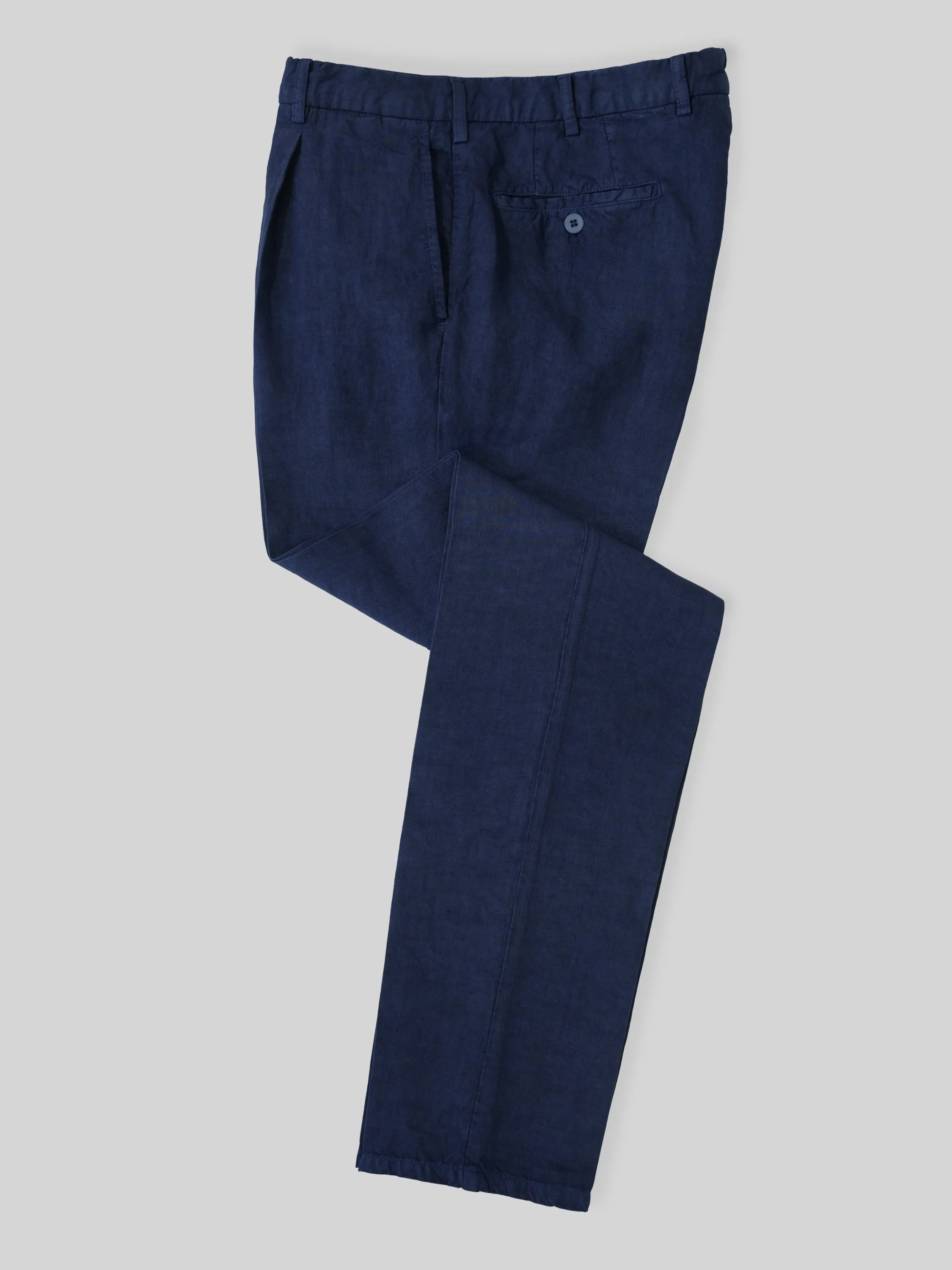 Blue linen sport trousers 1 pleat