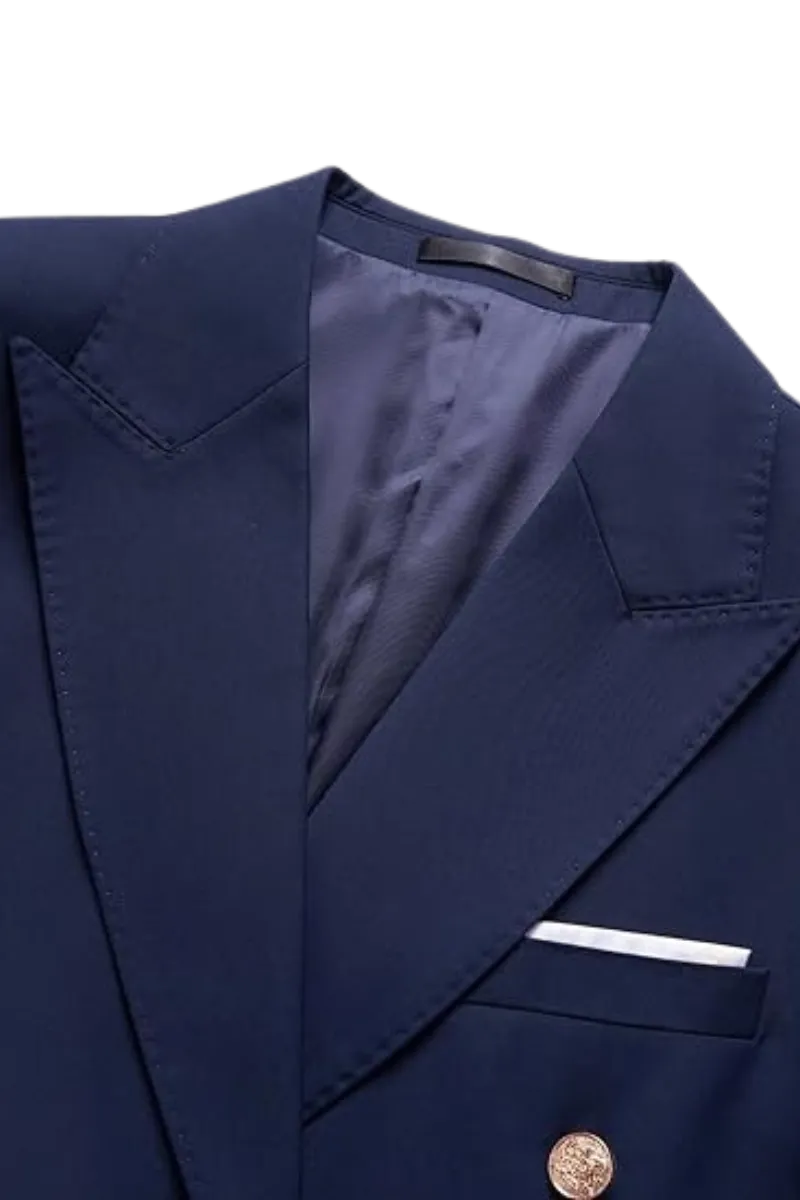 Blue Slim Fit 2-Piece Double Breasted suit