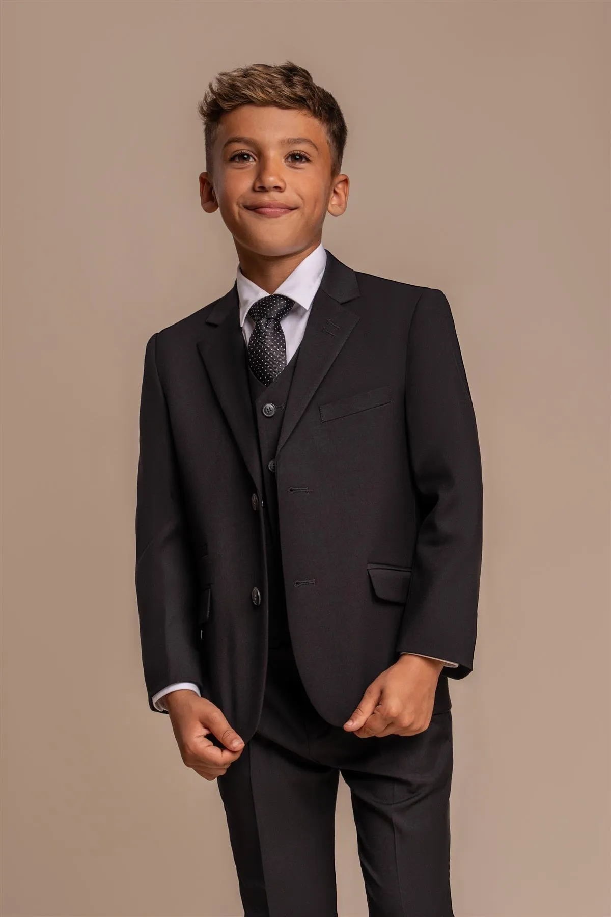 Boys Marco Black Three Piece Suit