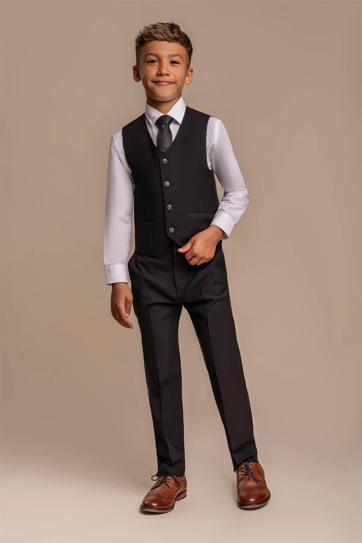 Boys Marco Black Three Piece Suit