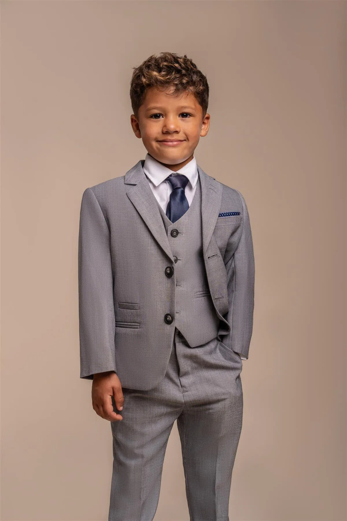 Boys Reegan Grey Three Piece Suit