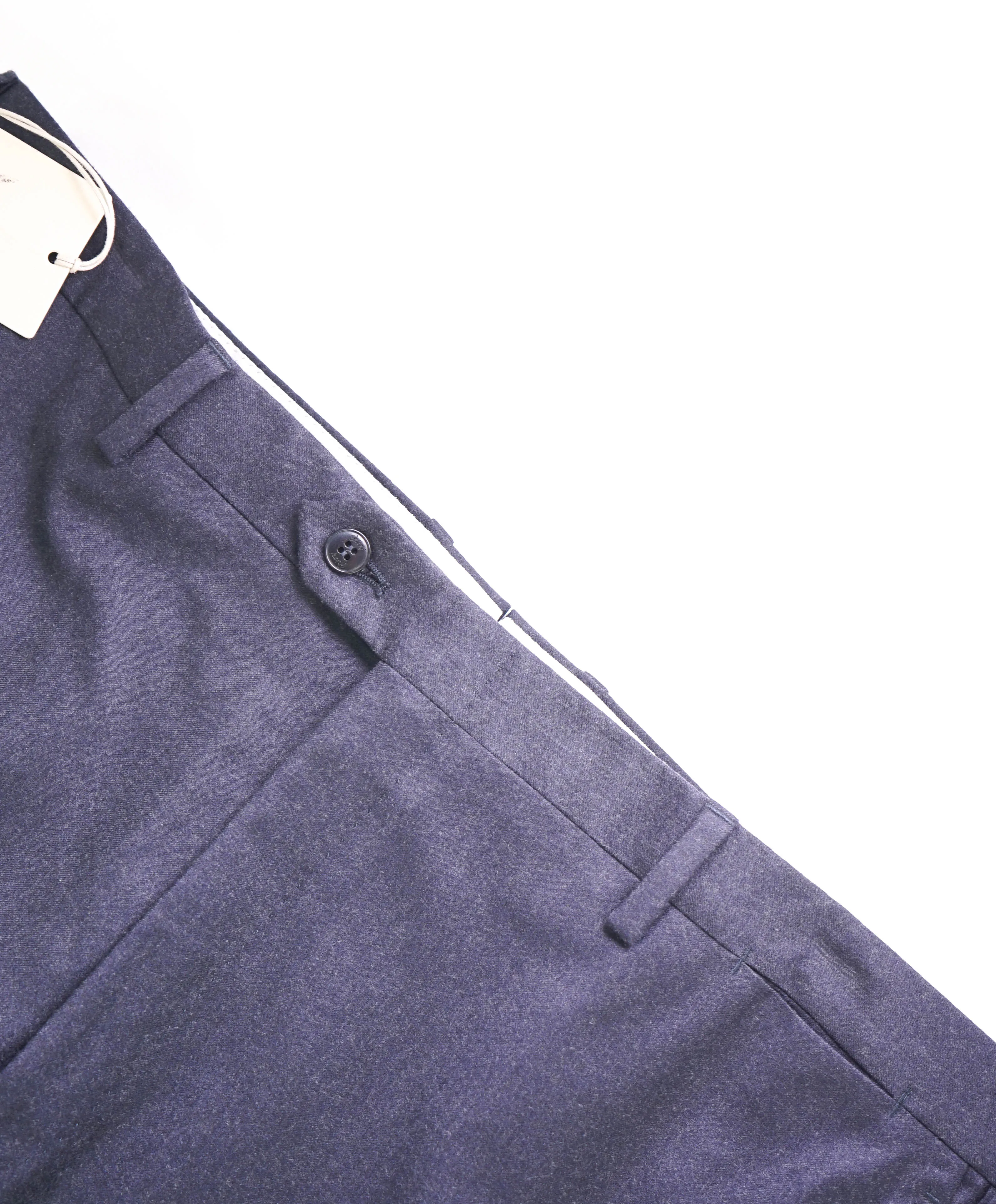 BRIONI - "TIGULLIO" Slim FLANNEL Heathered Blue Flat Front Dress Pants - 40W