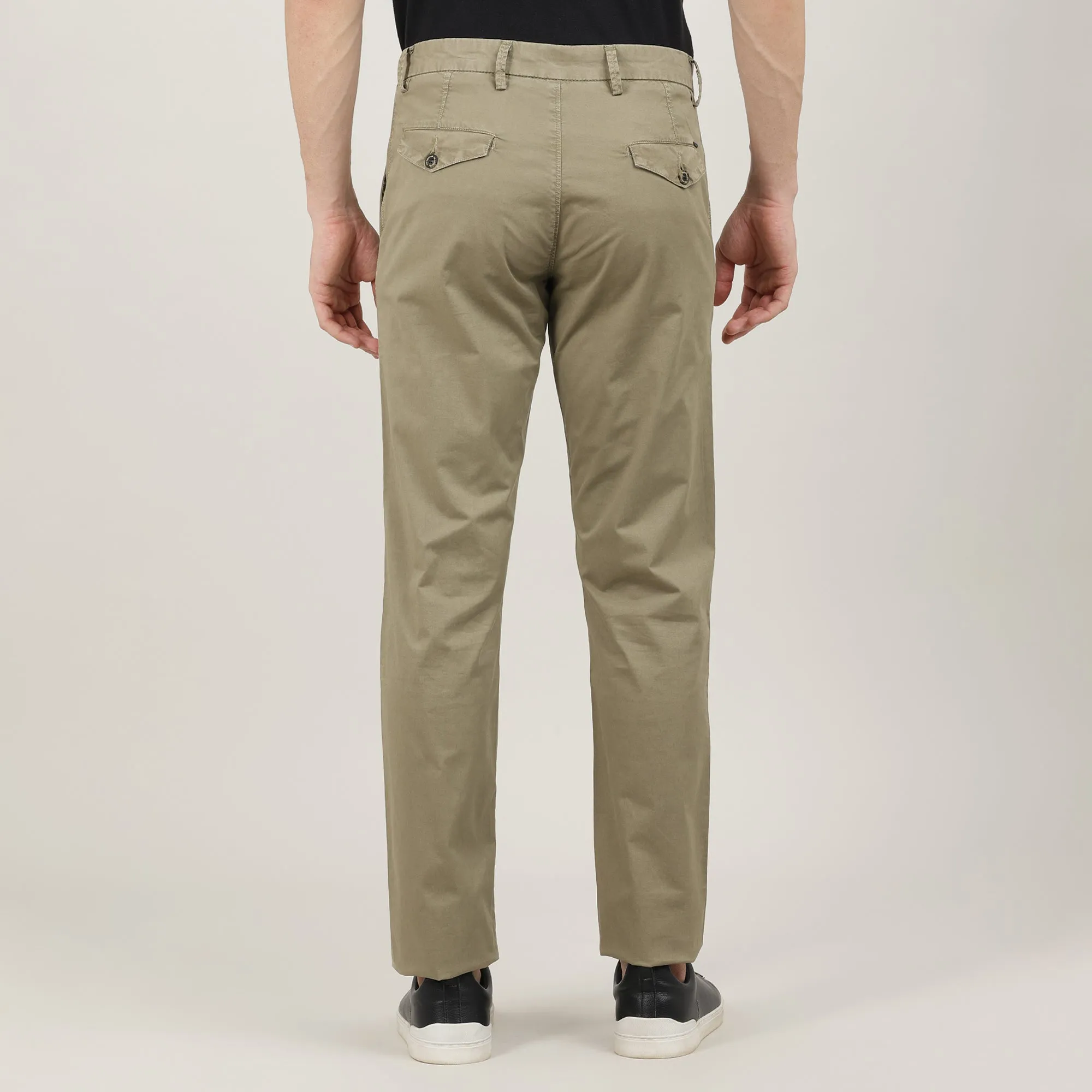 British Khaki-Cotton Trousers-Slim Tapered Fit