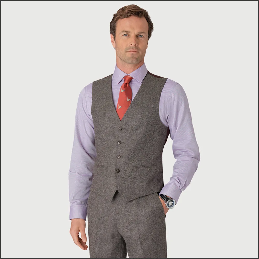 Brook Taverner Clifford Grey Donegal Wool Suit - Waistcoat Optional-