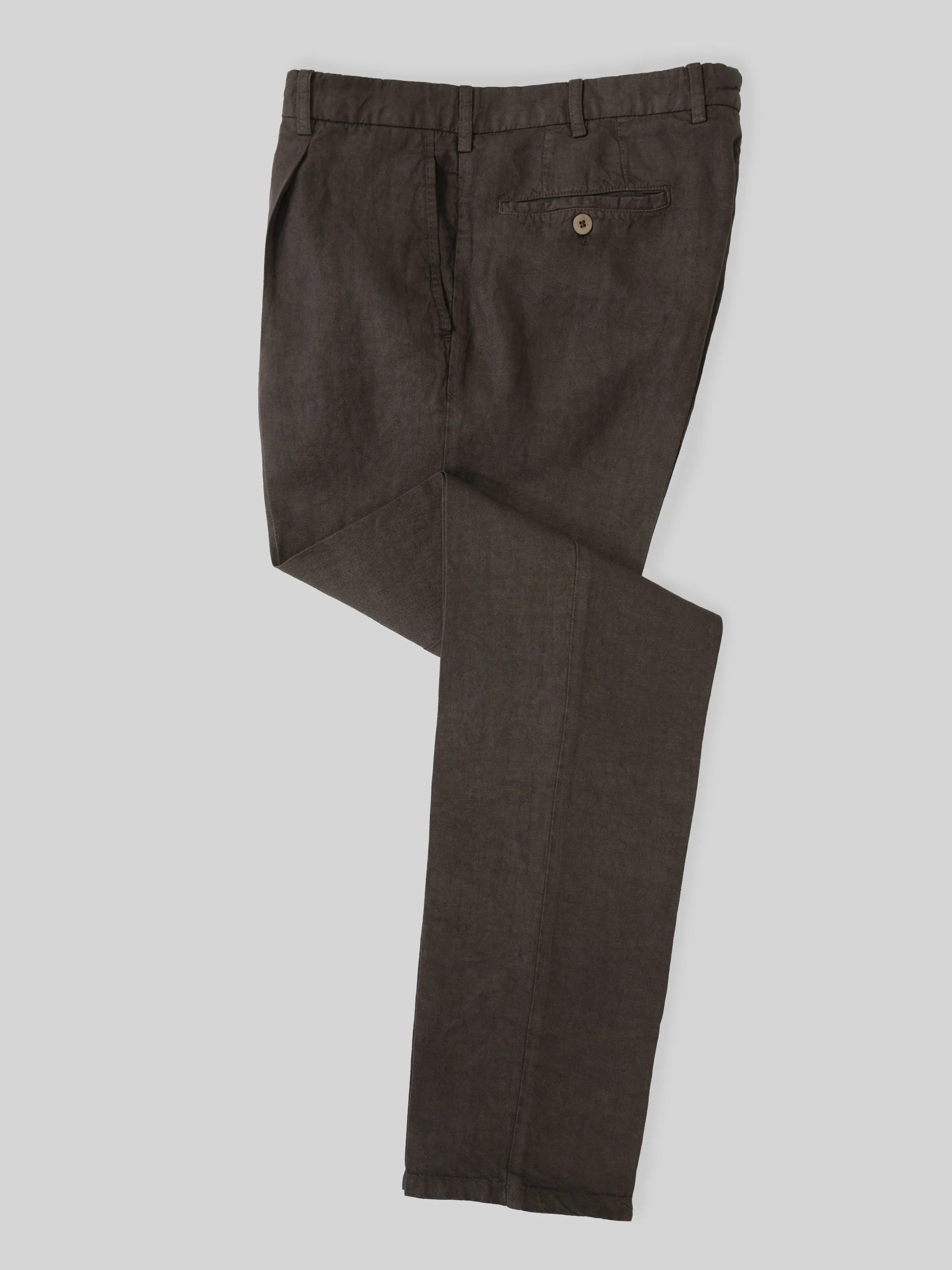 Brown linen sport trousers 1 pleat