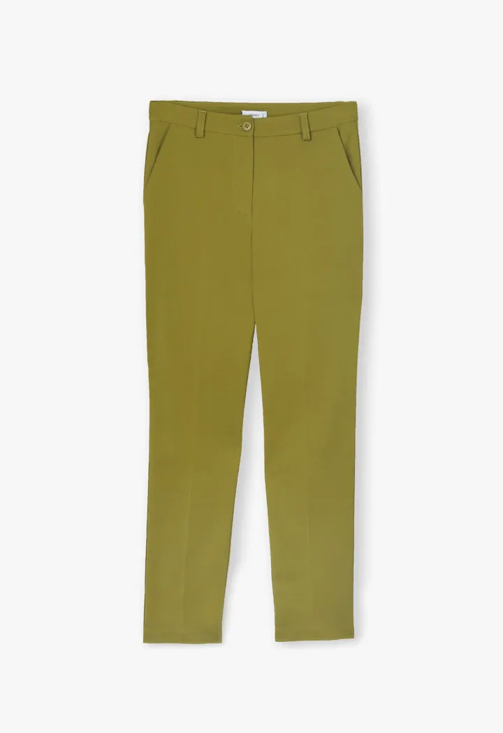 Choice Solid Slim Fit Trousers Lime