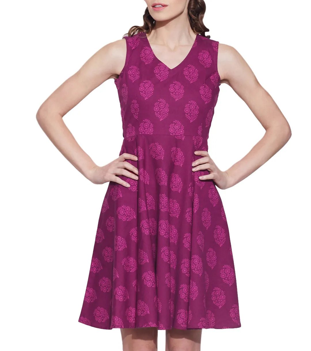 Clothes For Women Cotton Printed Dress,Machine Washable,W-CPD42-1608, Size-42 Inch