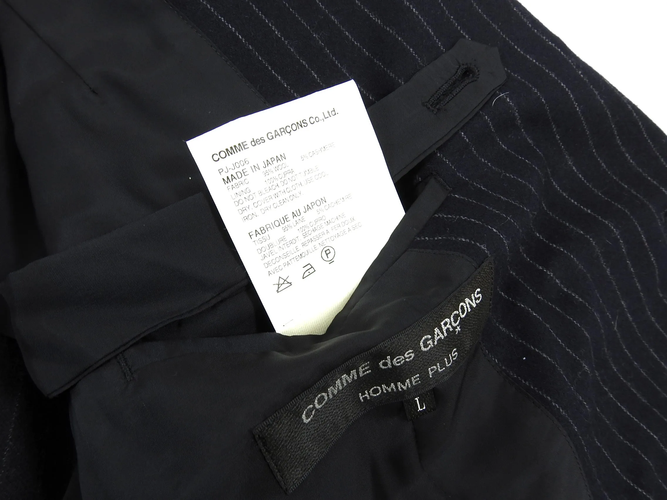 Comme des Garcons Homme Plus Navy Pinstripe Wool Suit - L