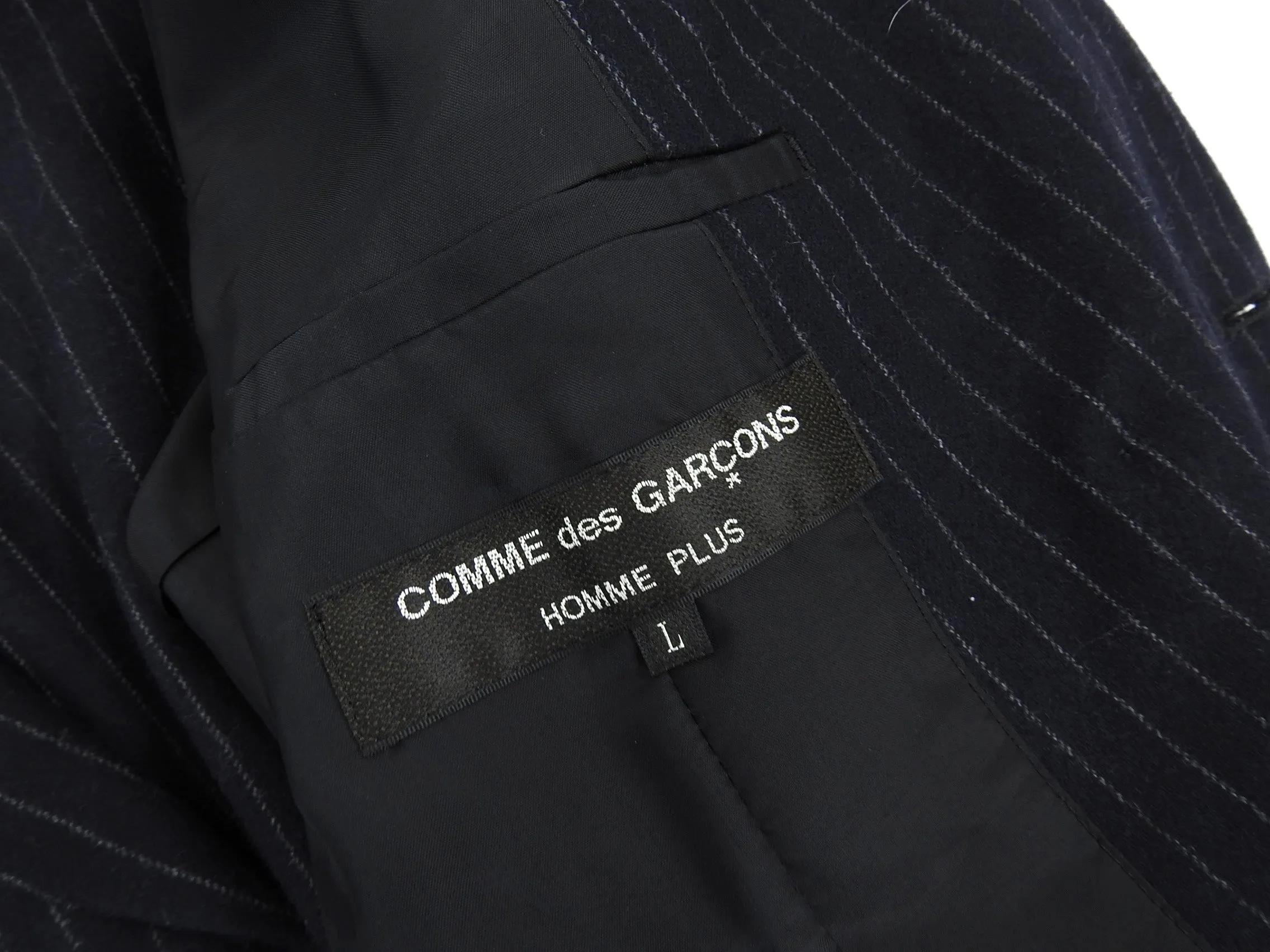 Comme des Garcons Homme Plus Navy Pinstripe Wool Suit - L