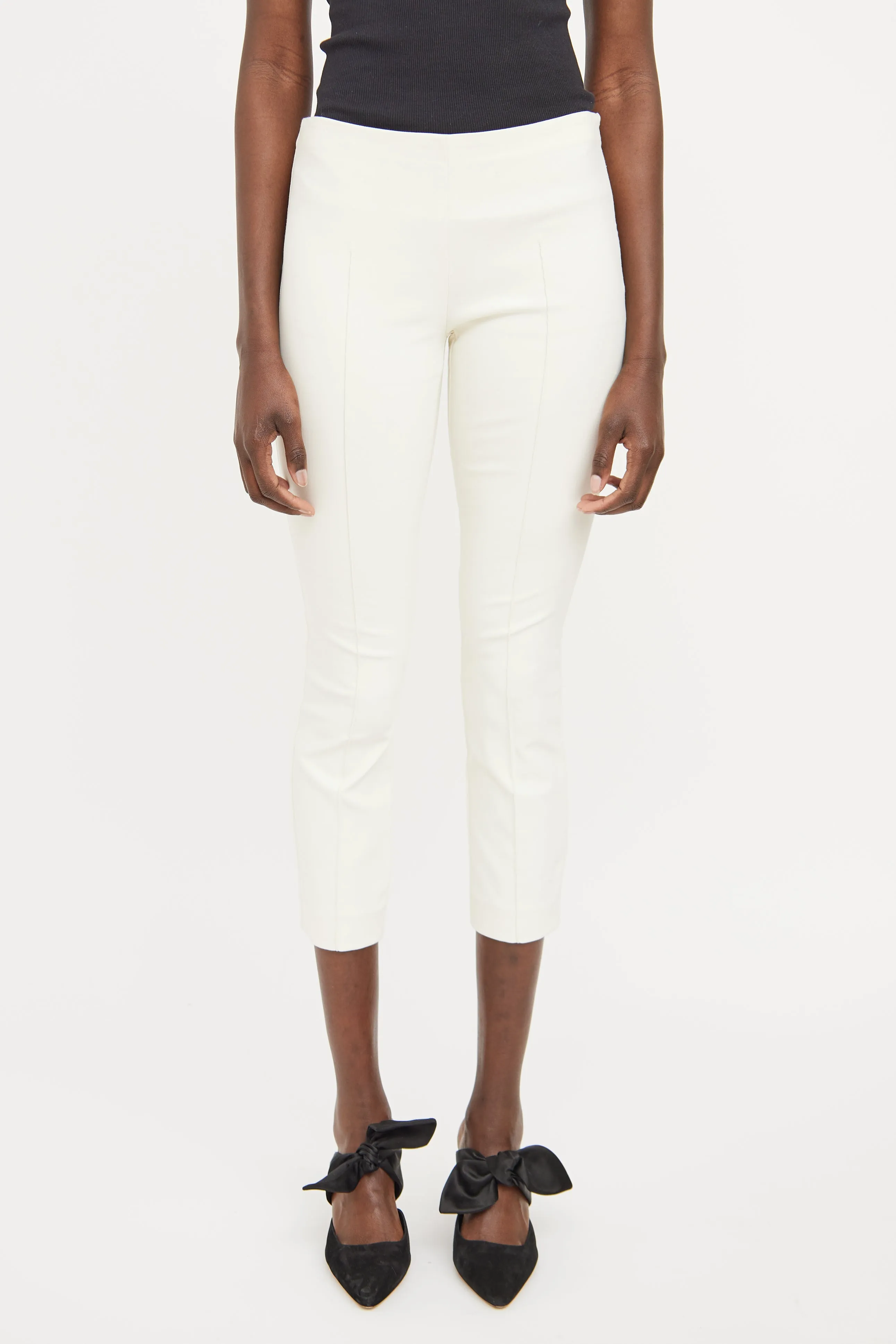 Cream Creased Slim Pant