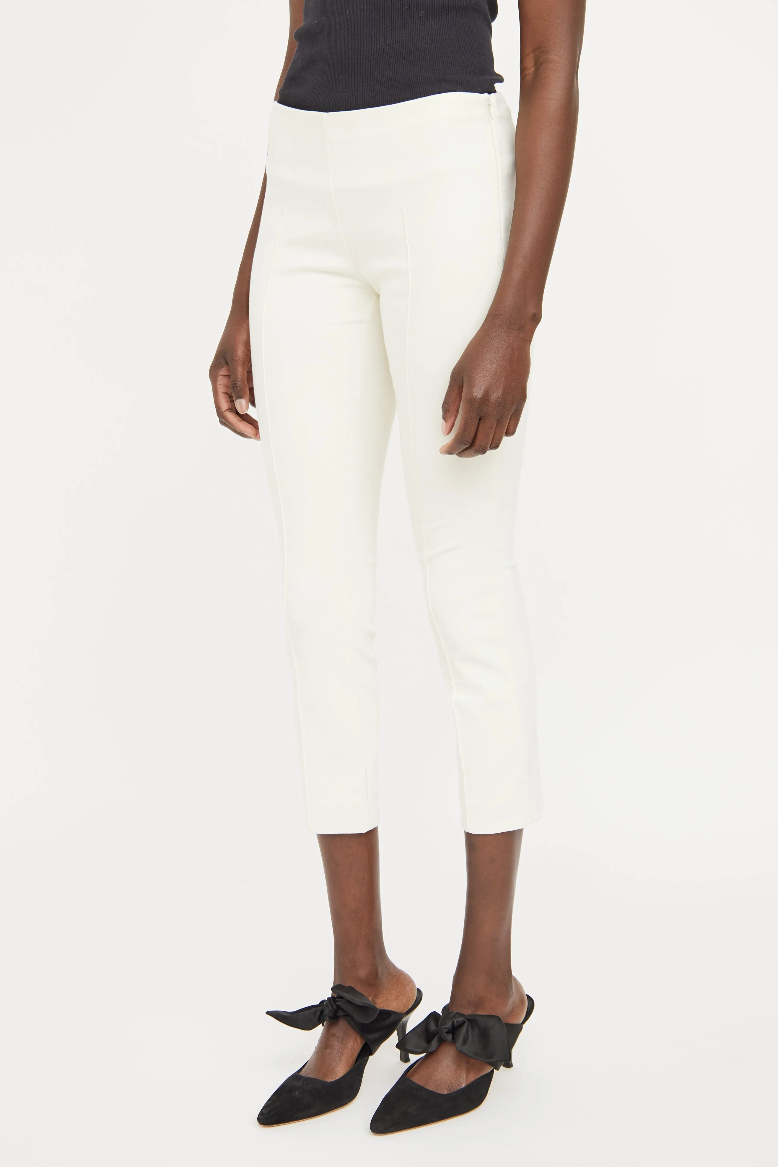 Cream Creased Slim Pant