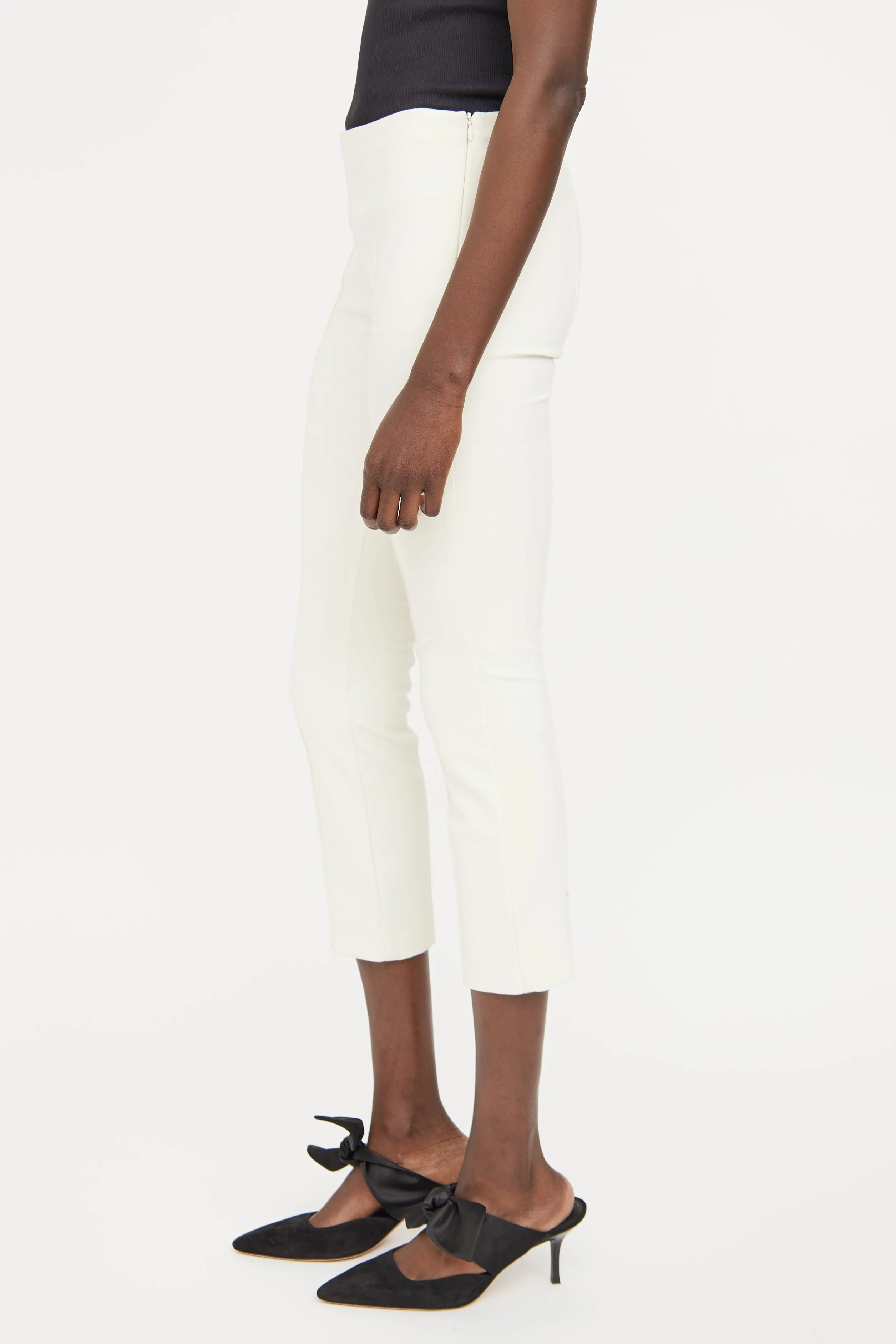 Cream Creased Slim Pant