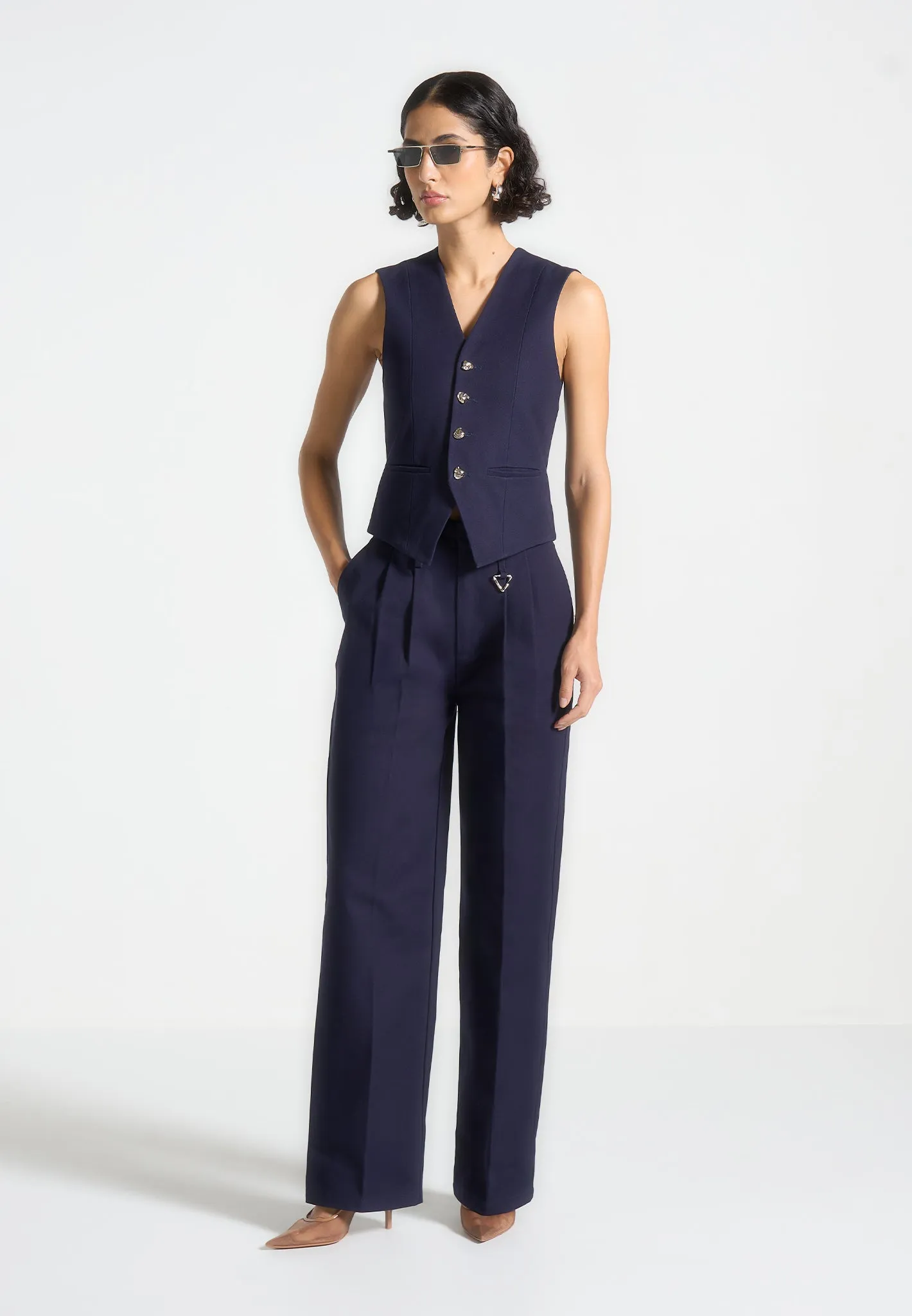 Creased Gabardine Trousers - Indigo