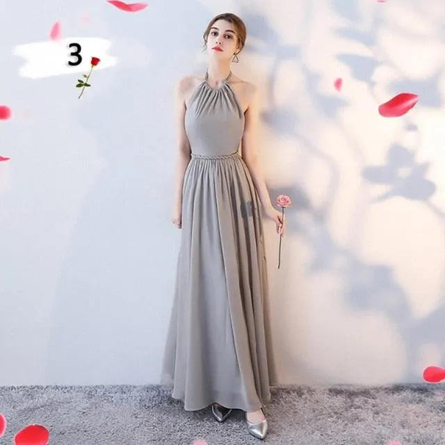 Customizable Elegant A Line Chiffon Long Bridesmaid Dresses