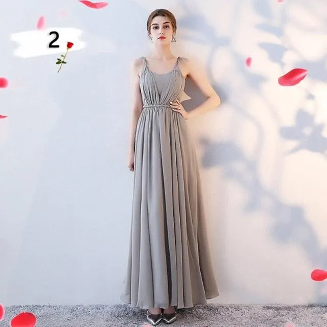 Customizable Elegant A Line Chiffon Long Bridesmaid Dresses