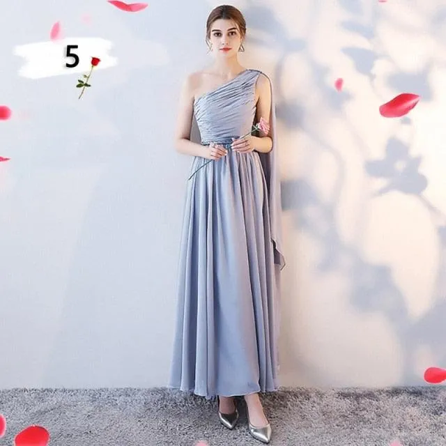 Customizable Elegant A Line Chiffon Long Bridesmaid Dresses