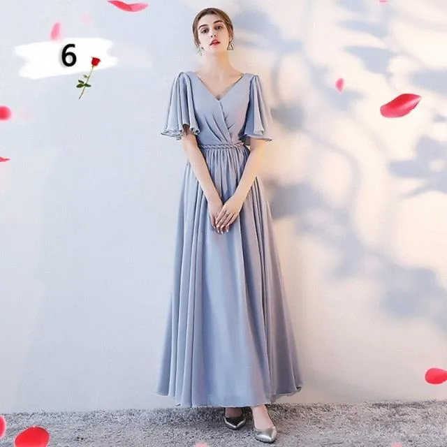 Customizable Elegant A Line Chiffon Long Bridesmaid Dresses