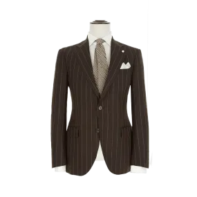 DARK BROWN MAXI PINSTRIPE SUIT IN WOOL