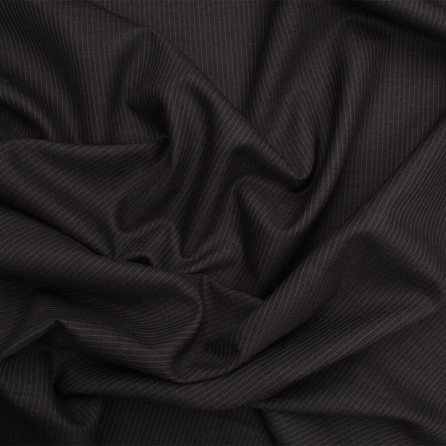 Dark Grey Striped Super 130 Suiting  (A 3.20m Piece)