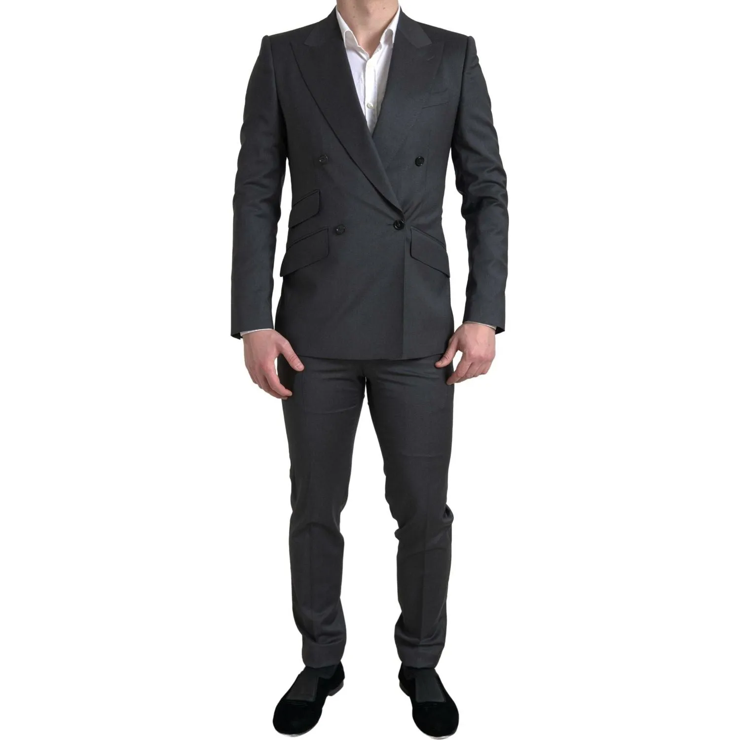 Dolce & Gabbana Sleek Grey Slim Fit Double Breasted Suit