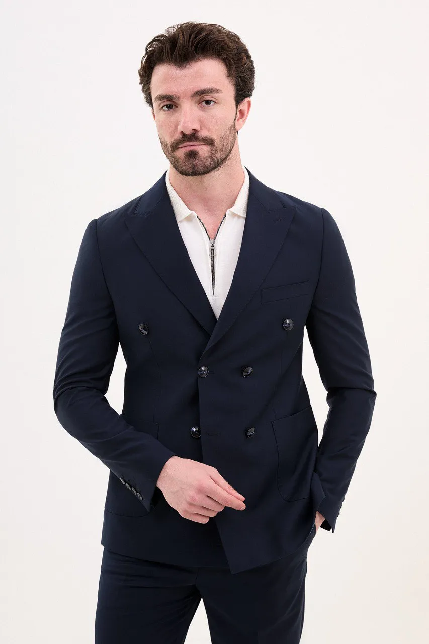 Double Breasted Navy Blue Suit.