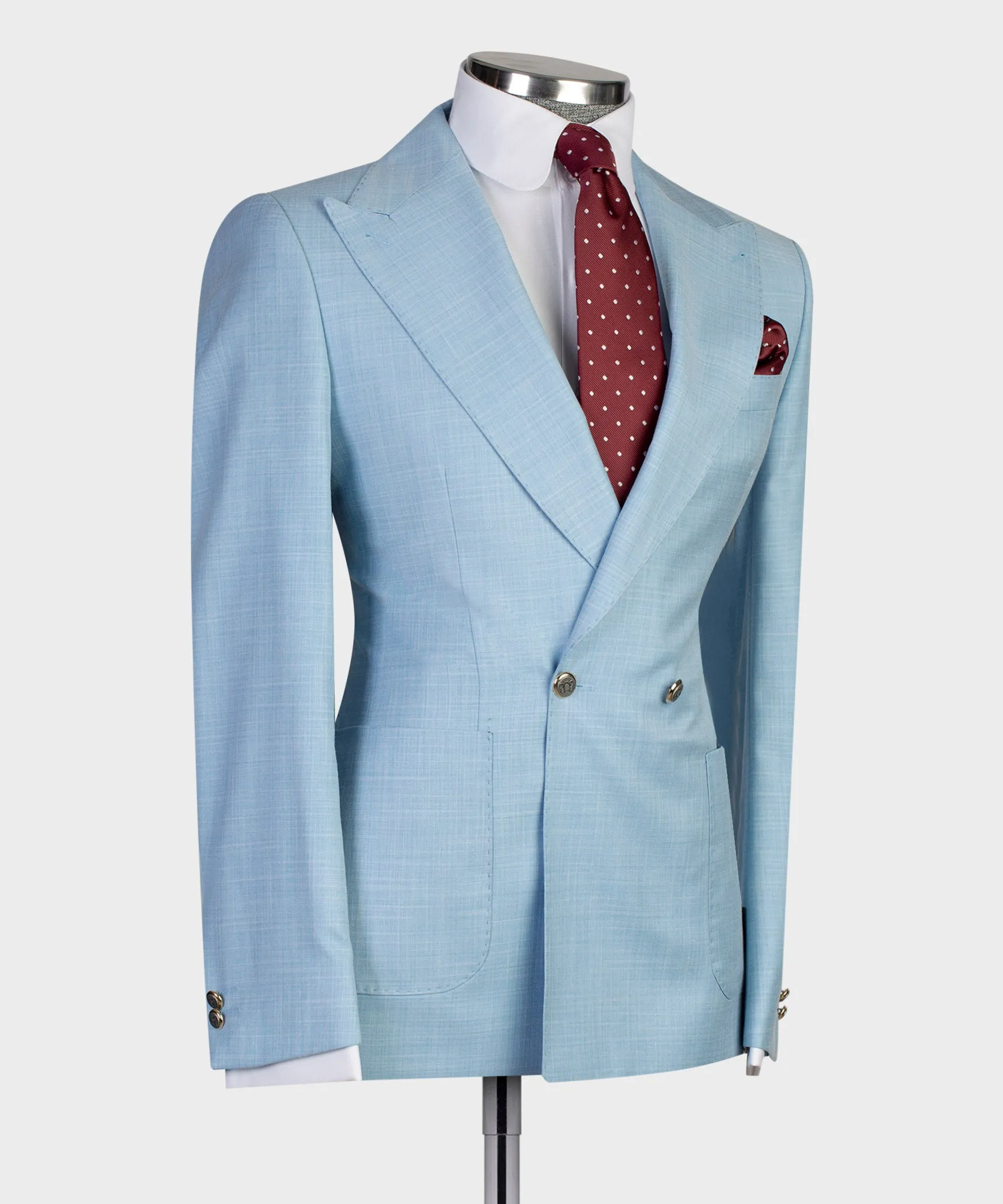 Double Breasted Sky Blue Suit