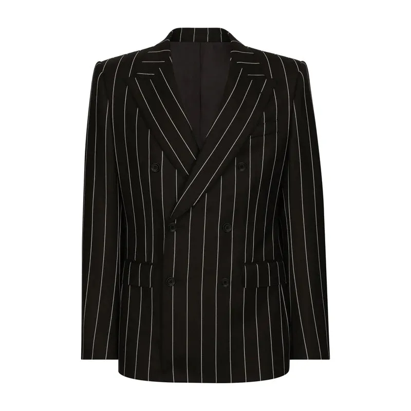 Double Breasted Striped Casual Blazer